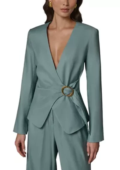 Women's Long Sleeve Surplice Hardware Jacket