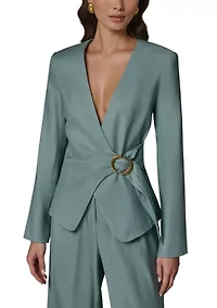 Women's Long Sleeve Surplice Hardware Jacket