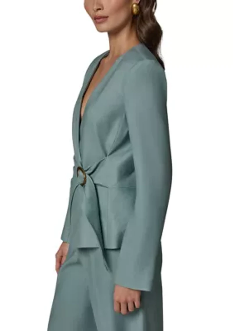Women's Long Sleeve Surplice Hardware Jacket