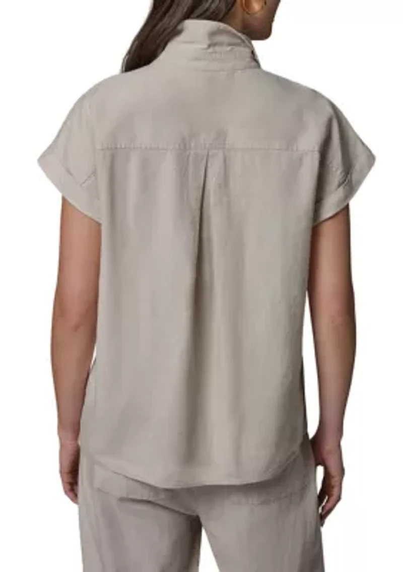 Women's Roll Sleeve Utility Linen Popover Top