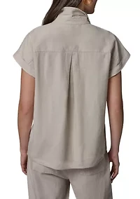 Women's Roll Sleeve Utility Linen Popover Top