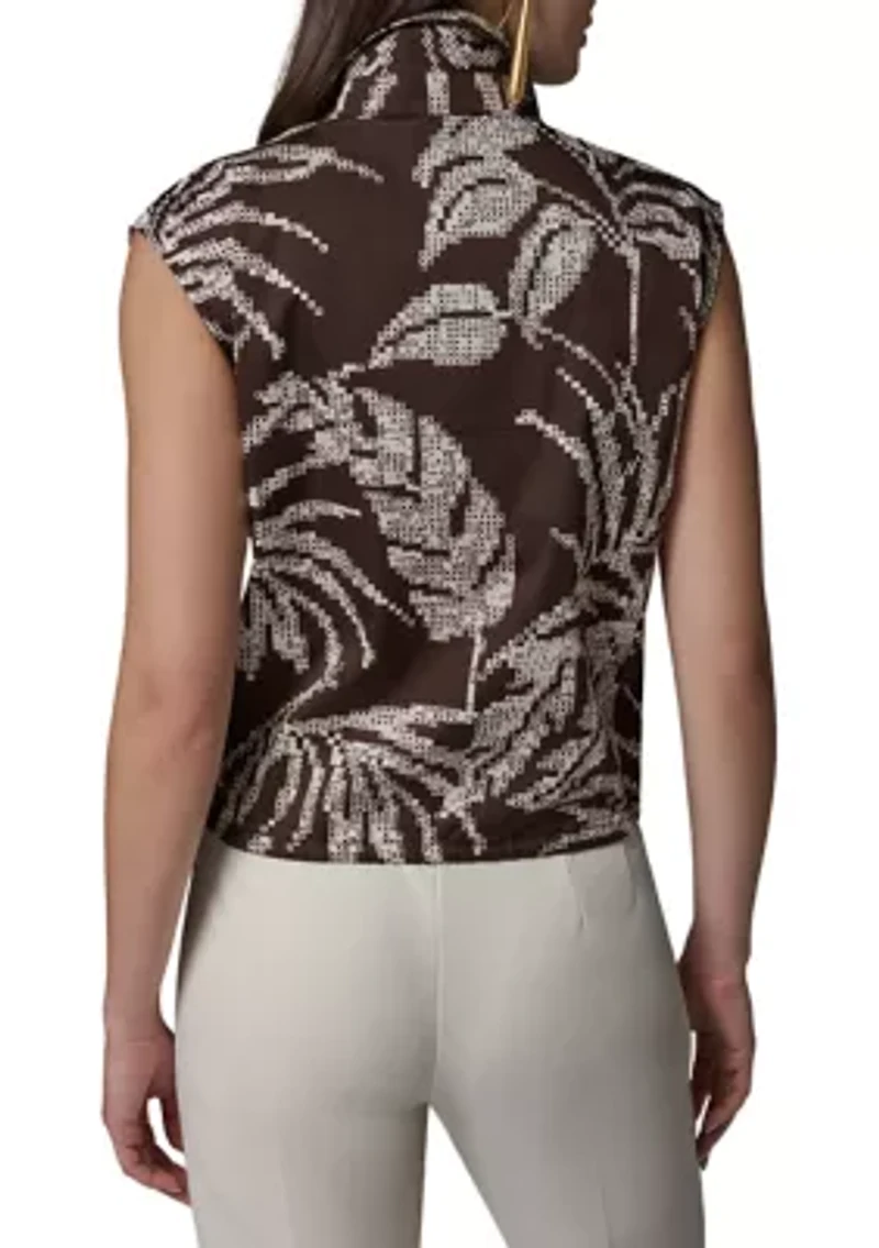 Women's Short Sleeve Palm Printed Top