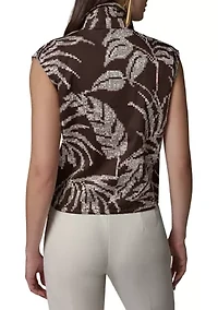 Women's Short Sleeve Palm Printed Top