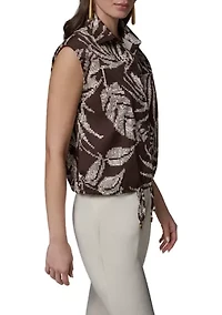 Women's Short Sleeve Palm Printed Top