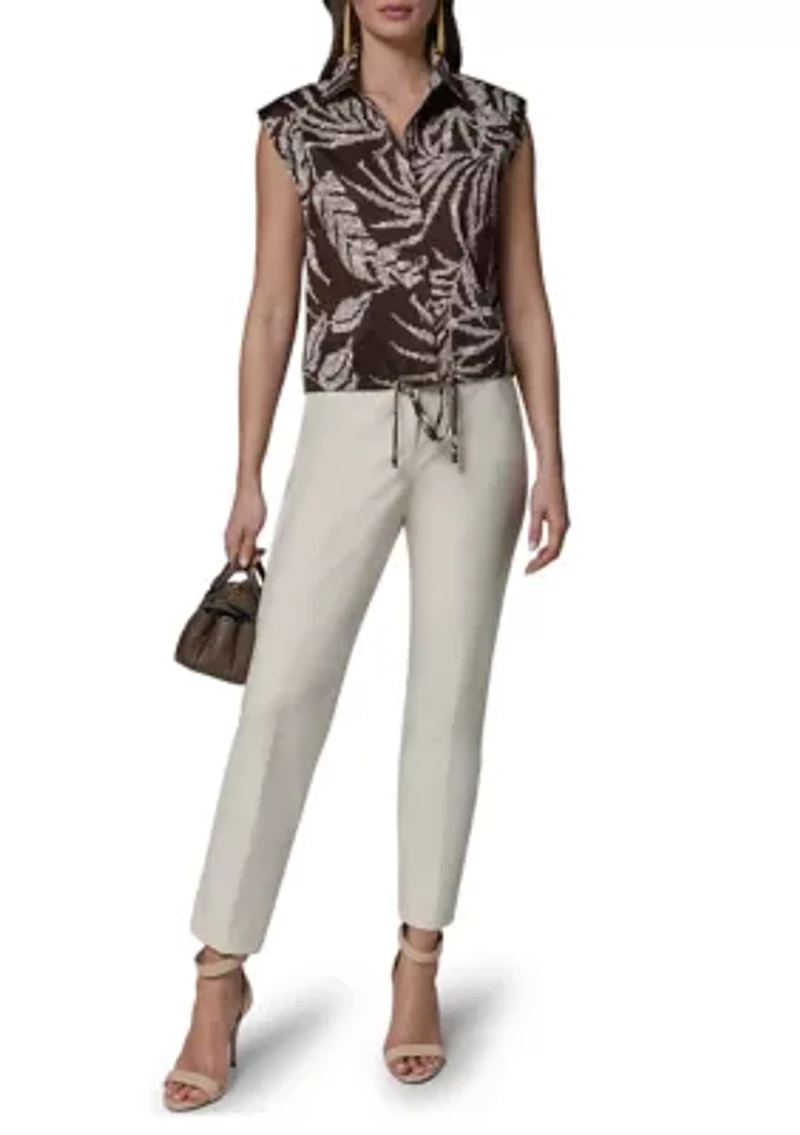 Women's Short Sleeve Palm Printed Top