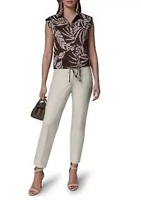 Women's Short Sleeve Palm Printed Top