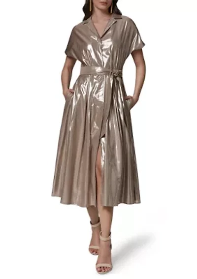 Women's Metallic Linen Shirtdress
