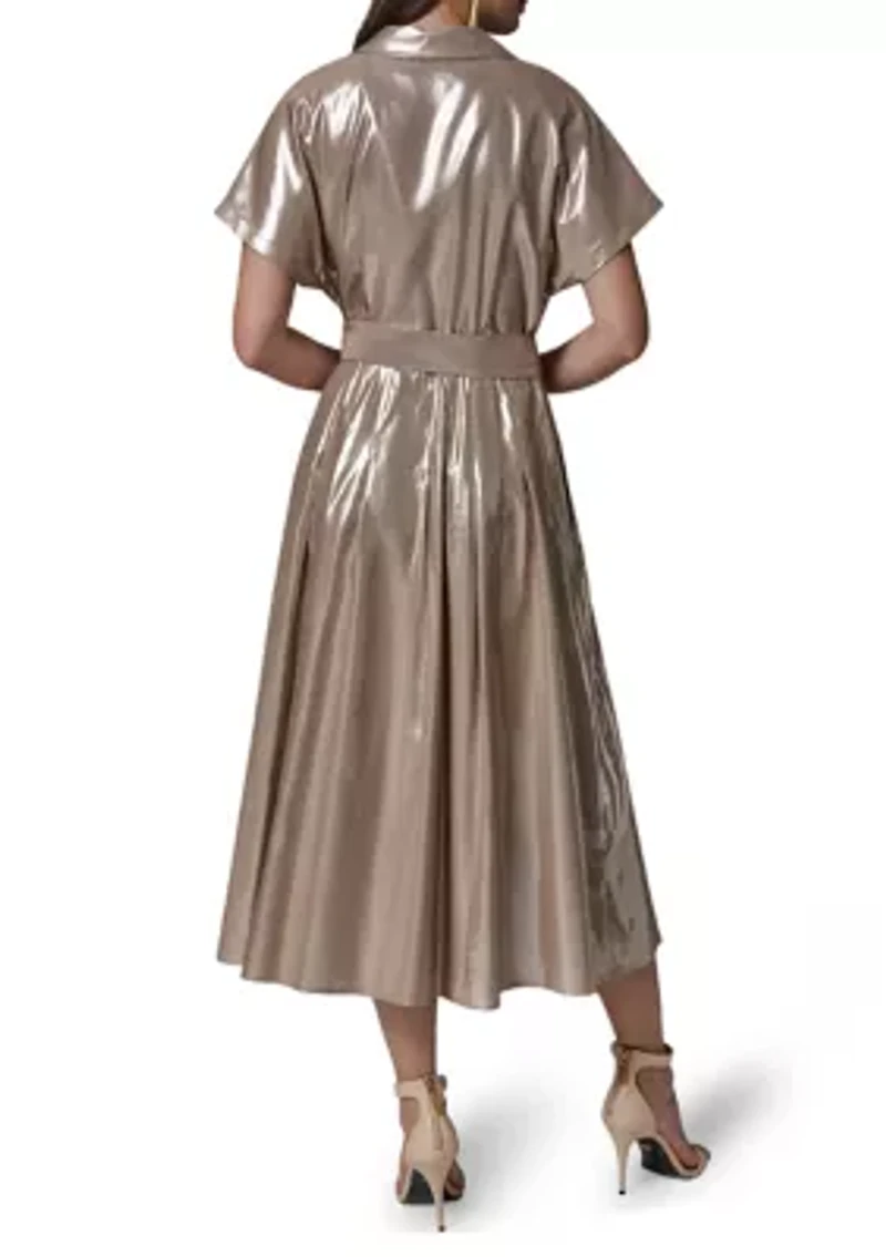 Women's Metallic Linen Shirtdress