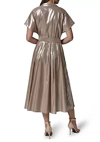 Women's Metallic Linen Shirtdress