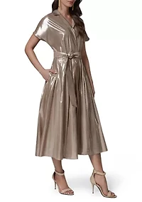 Women's Metallic Linen Shirtdress