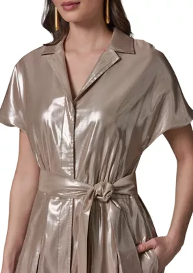 Women's Metallic Linen Shirtdress