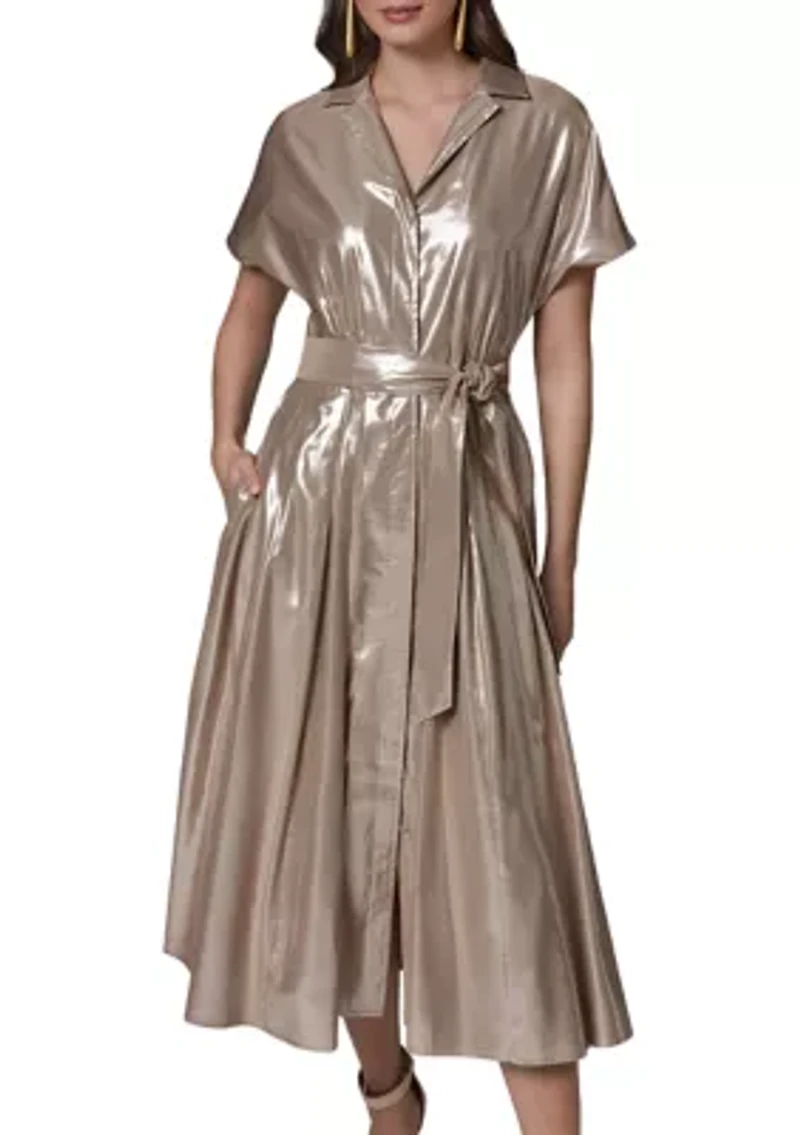 Women's Metallic Linen Shirtdress