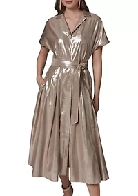 Women's Metallic Linen Shirtdress