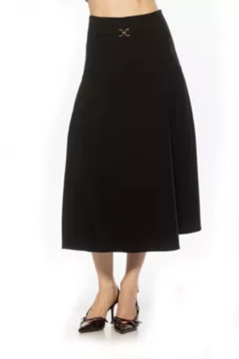 Eres Flared Midi Skirt With Front Detail