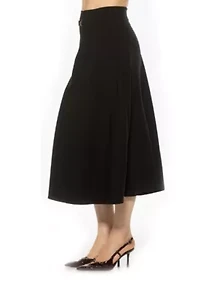 Eres Flared Midi Skirt With Front Detail