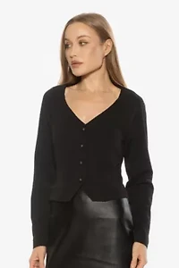 Delyra Button Down V Neck Cardigan Top