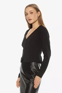 Delyra Button Down V Neck Cardigan Top