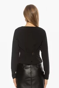 Delyra Button Down V Neck Cardigan Top