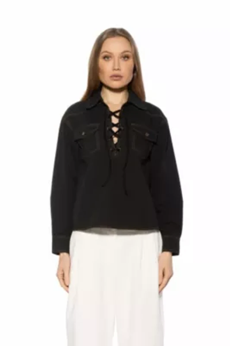 Thalina Shirt With Front Lace Up Detail