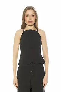 Ziv High Neck Button Down Vest Top