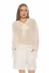 Lin Sheer Bow Tie Blouse