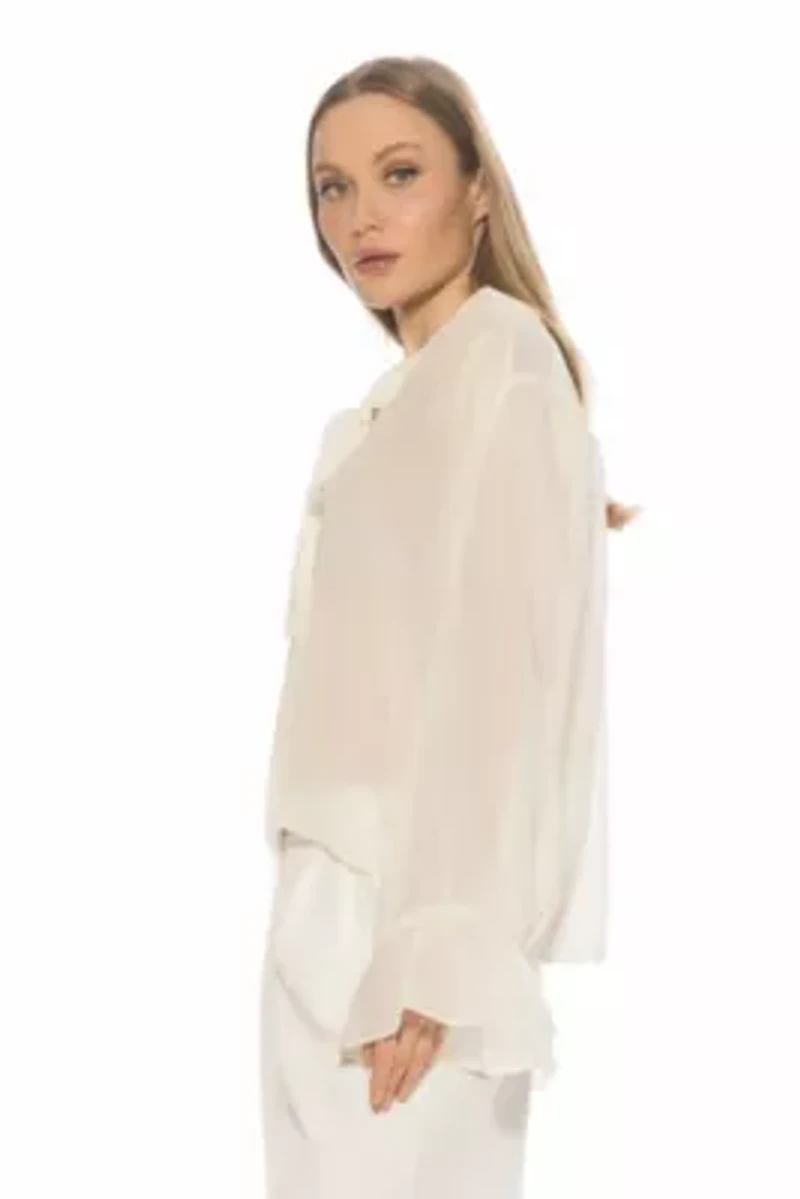 Lin Sheer Bow Tie Blouse