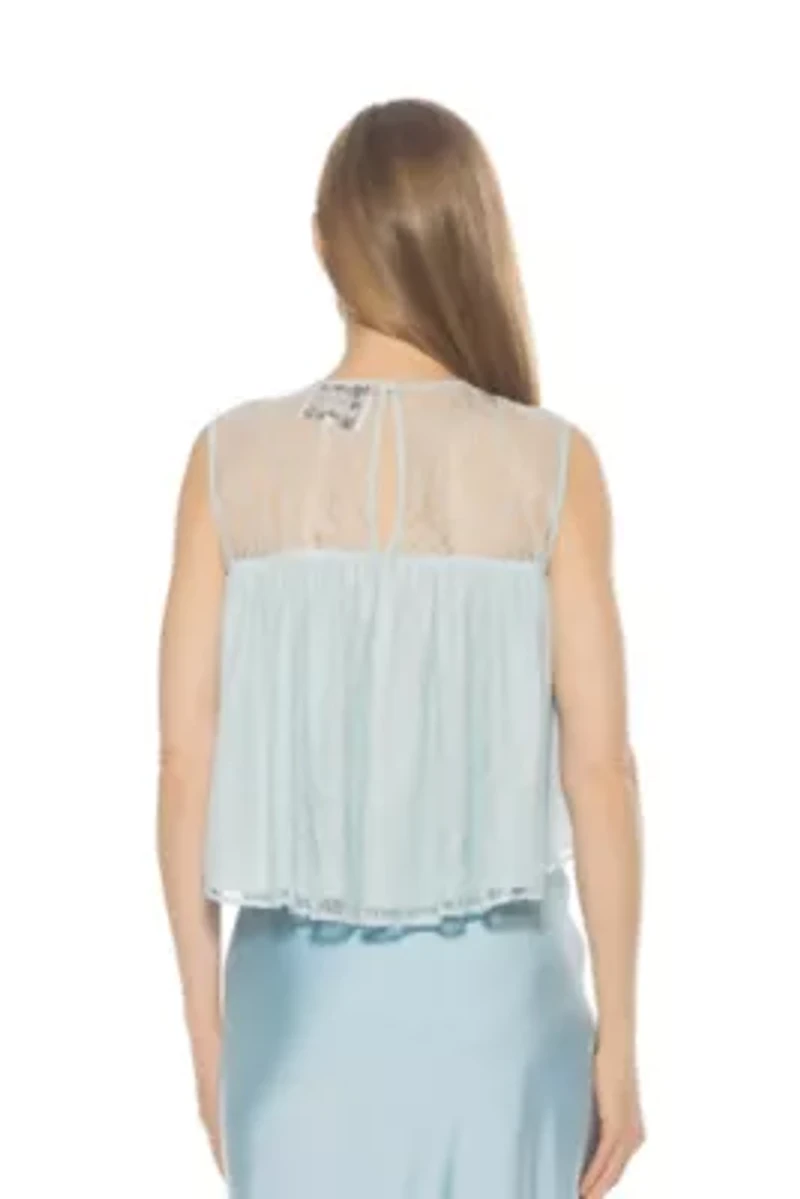 Portia Lace Crewneck Ruffle Top