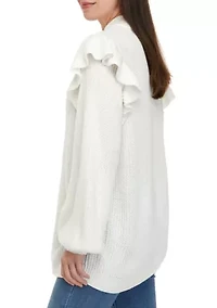 Women's Long Sleeve Ruffle Sweater