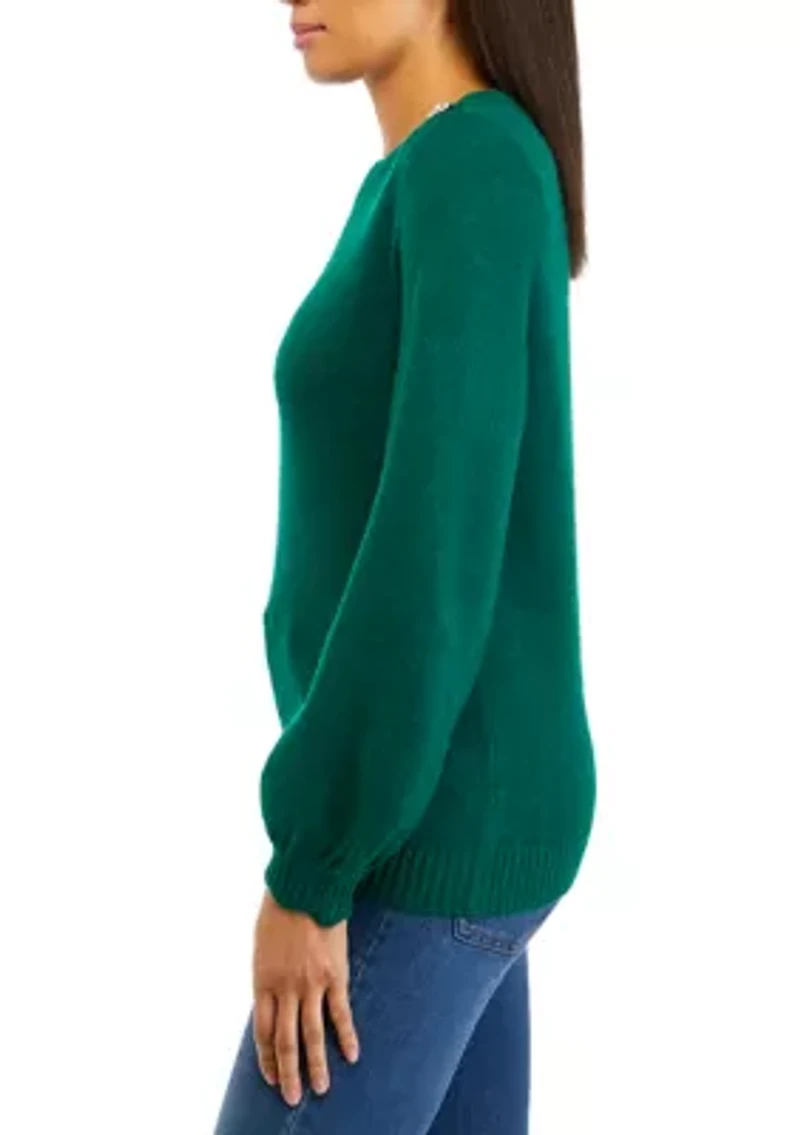 Women's Button Shoulder Sweater