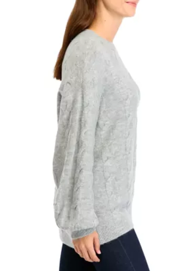 Women's Heather Cable Knit Sweater