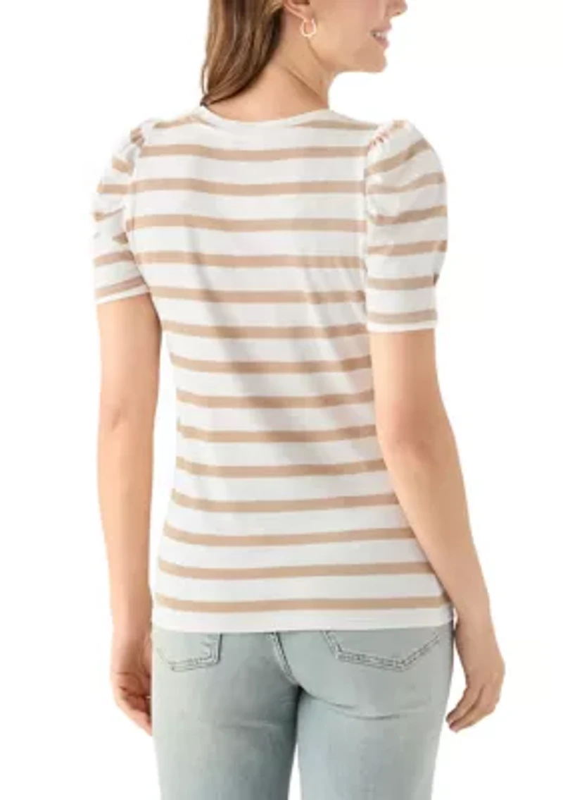 Women's Short Puff Sleeve Printed T-Shirt