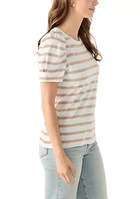 Women's Short Puff Sleeve Printed T-Shirt
