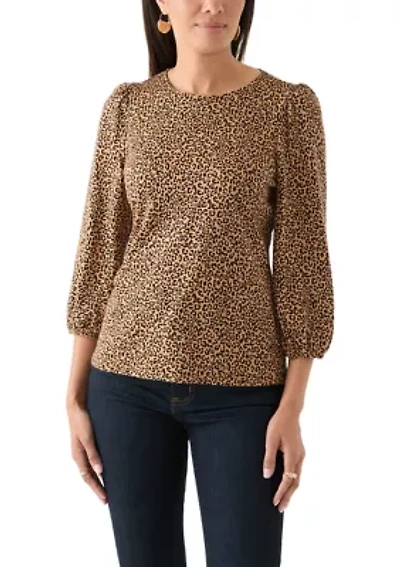 Women's 3/4 Puff Sleeve Printed Top