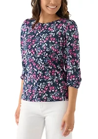 Women's 3/4 Puff Sleeve Printed Top