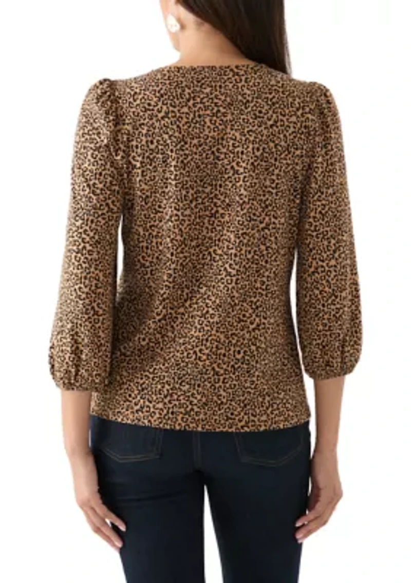 Women's 3/4 Puff Sleeve Printed Top