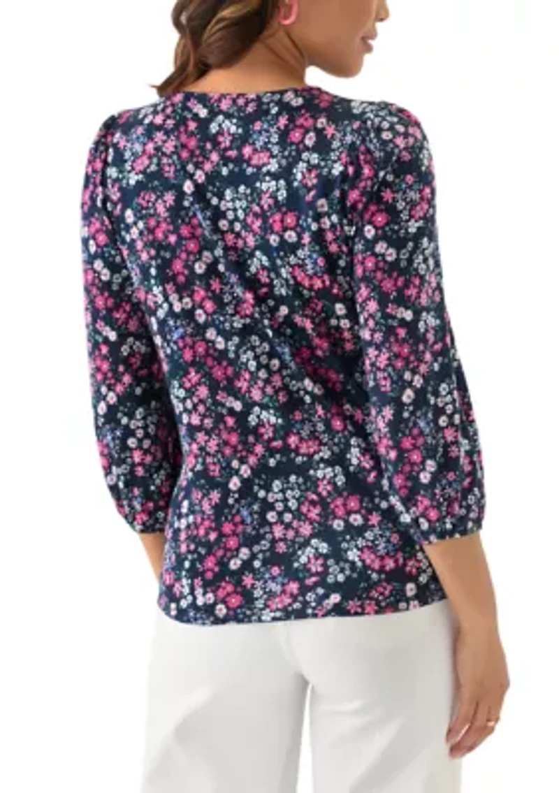Women's 3/4 Puff Sleeve Printed Top