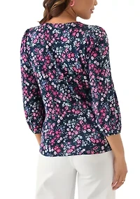 Women's 3/4 Puff Sleeve Printed Top