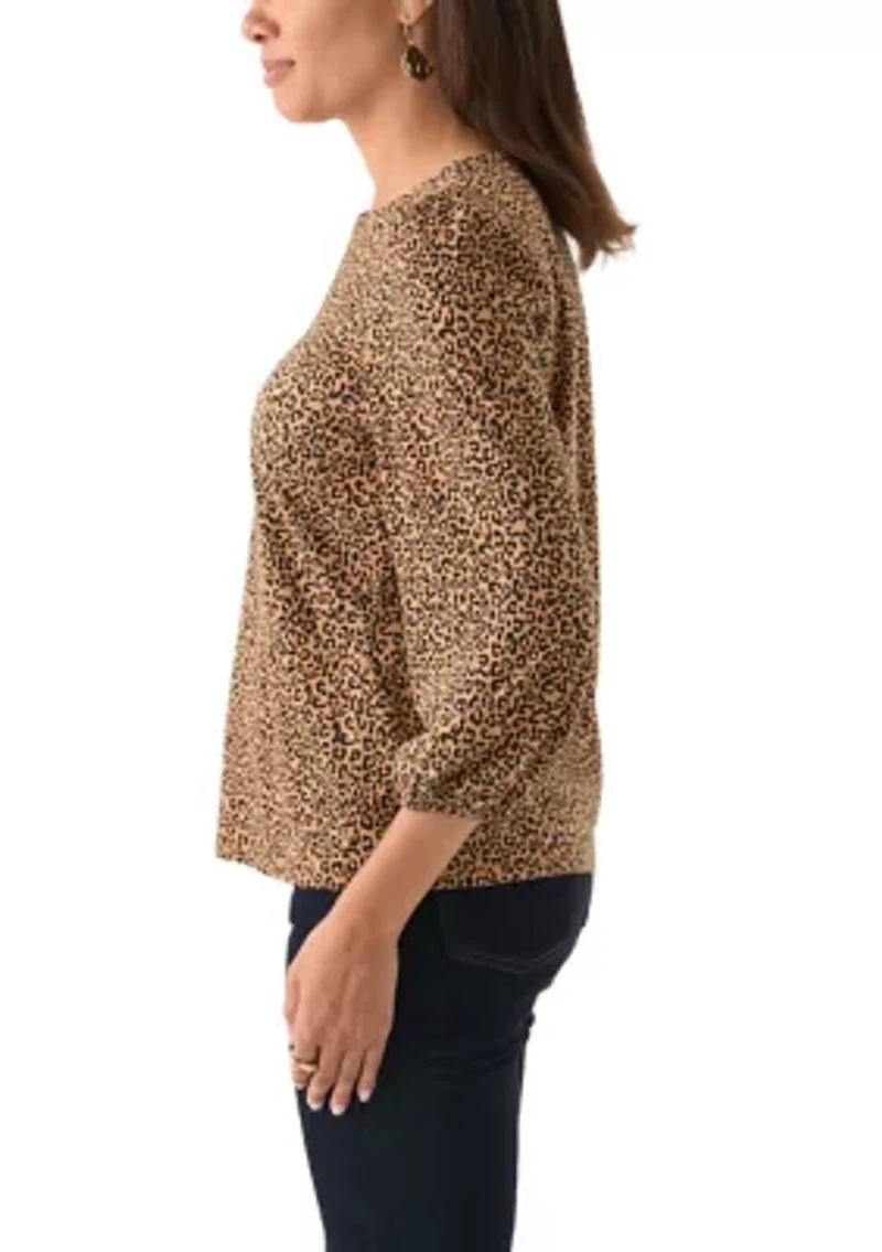 Women's 3/4 Puff Sleeve Printed Top