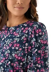Women's 3/4 Puff Sleeve Printed Top