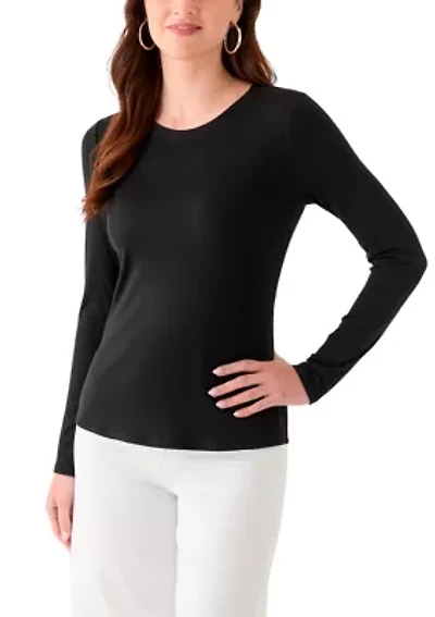 Women's Long Sleeve Crew Neck Solid T-Shirt