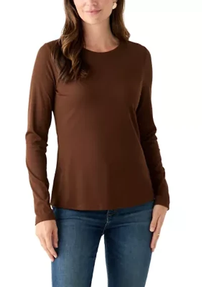 Women's Long Sleeve Crew Neck Solid T-Shirt