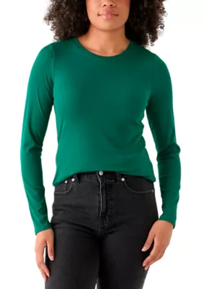 Women's Long Sleeve Crew Neck Solid T-Shirt