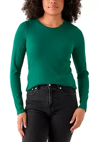 Women's Long Sleeve Crew Neck Solid T-Shirt