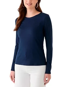 Women's Long Sleeve Crew Neck Solid T-Shirt