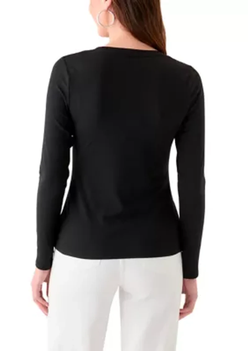 Women's Long Sleeve Crew Neck Solid T-Shirt