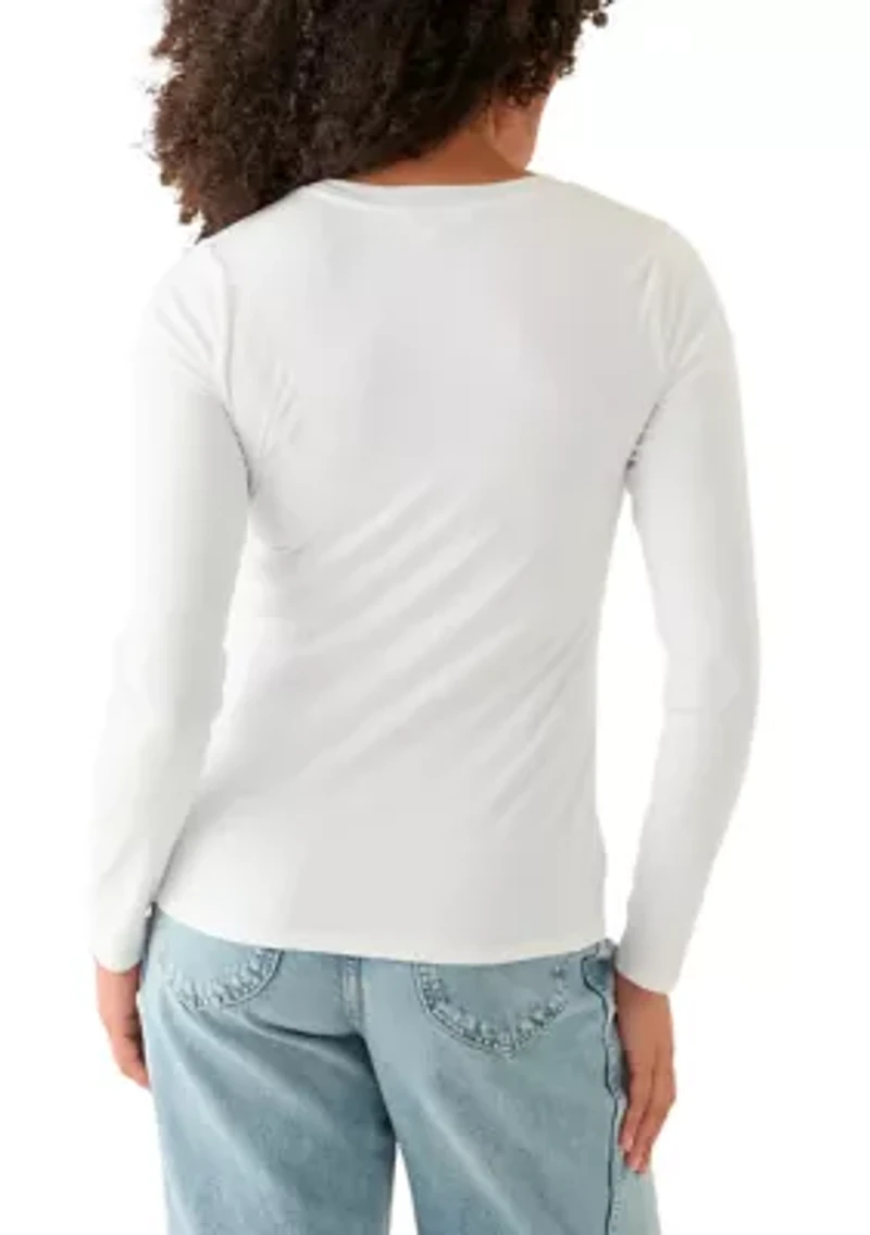 Women's Long Sleeve Crew Neck Solid T-Shirt