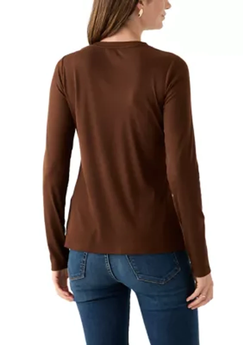 Women's Long Sleeve Crew Neck Solid T-Shirt
