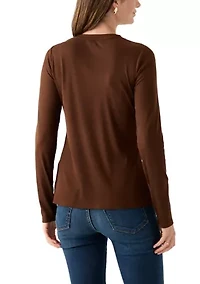 Women's Long Sleeve Crew Neck Solid T-Shirt