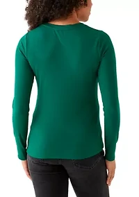 Women's Long Sleeve Crew Neck Solid T-Shirt