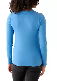Women's Long Sleeve Crew Neck Solid T-Shirt